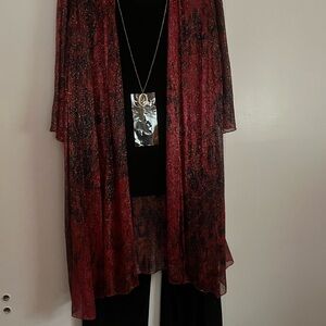 Elegant Red and Black Women's Sweater